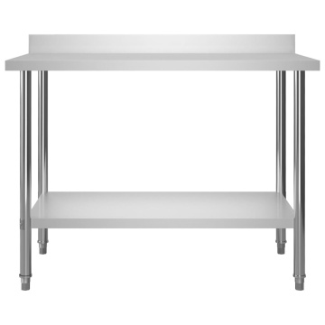 Masă de lucru bucătărie bordură antistropire 120x60x93 cm oțel - Img 3