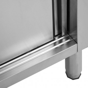 Masă de lucru cu uși glisante 100x50x(95-97)cm oțel inoxidabil - Img 6