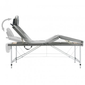 Masă de masaj cu 4 zone, cadru aluminiu, antracit, 186 x 68 cm - Img 7