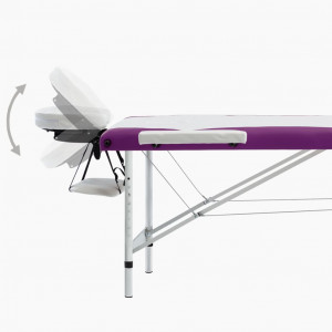 Masă de masaj pliabilă, 3 zone, alb și violet, aluminiu - Img 8