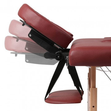 Masă de masaj pliabilă, 3 zone, roșu, cadru din lemn, roșu - Img 6