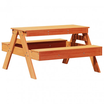 Masă de picnic pentru copii, maro, 88x97x52 cm, lemn masiv pin - Img 5