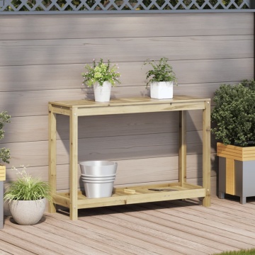Masă de plantare cu raft, 108x35x75 cm, lemn de pin tratat - Img 3