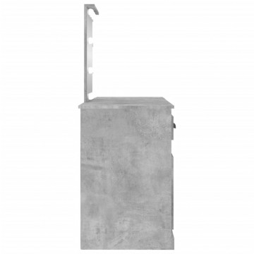 Masă de toaletă cu LED, gri beton, 130x50x132,5 cm - Img 6