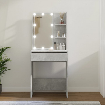 Masă de toaletă cu LED, gri beton, 60x40x140 cm - Img 1