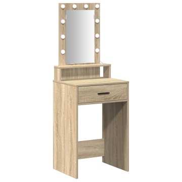 Masă de toaletă cu LED, stejar sonoma, 50x41x140 cm - Img 2