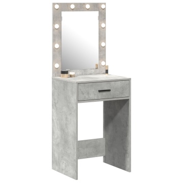 Masa de toaletă cu lumini LED, gri beton, 50x41x135 cm - Img 3