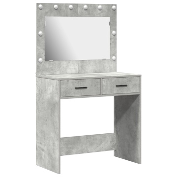 masa de toaletă cu lumini LED gri beton 78,5x41x135 cm - Img 2
