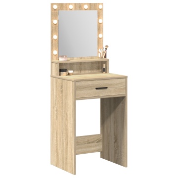 Masă de toaletă cu lumini LED, Stejar Sonoma 50x41x135 cm - Img 3