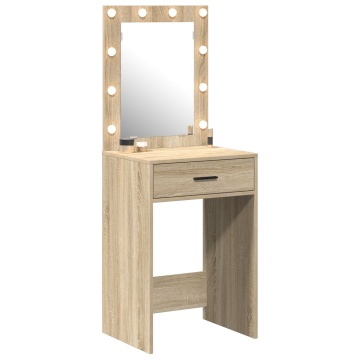 Masa de toaletă cu lumini LED, stejar sonoma, 50x41x135 cm - Img 3