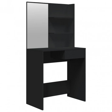 Masă de toaletă cu oglindă, negru, 74,5x40x141 cm - Img 2