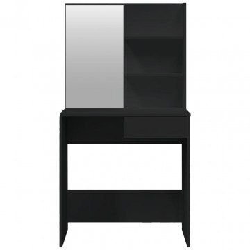 Masă de toaletă cu oglindă, negru, 74,5x40x141 cm - Img 5