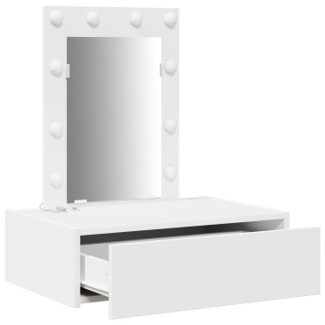 Masă de toaletă suspendată cu lumini LED Alb - Img 4