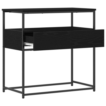 masă deconsole Negru Stejar 75x40x75 cm Lemn Ingineresc și Oțel - Img 4