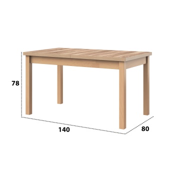 Masa extensibila 140-180x80 cm mb-21 modena1, sonoma, lemn masiv de fag si pal - Img 2