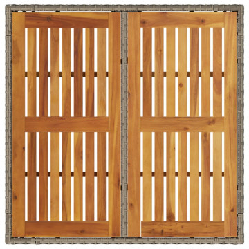 Masă grădină, blat din lemn acacia gri 90x90x75 cm poliratan - Img 5