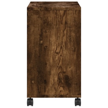 Masă laterală cu roți stejar fumuriu 50x30x55 cm lemn compozit - Img 5