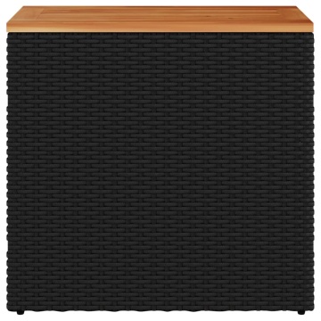 Masă laterală de grădină blat lemn negru 58x27,5x55cm poliratan - Img 8
