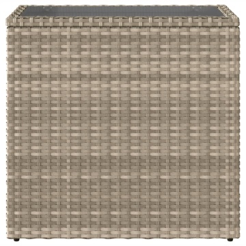 Masă laterală grădină, blat sticlă, gri 58x27,5x55 cm poliratan - Img 5