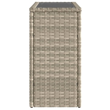 Masă laterală grădină, blat sticlă, gri 58x27,5x55 cm poliratan - Img 8