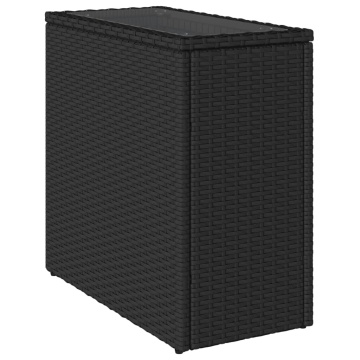 Masă laterală grădină blat sticlă negru 58x27,5x55 cm poliratan - Img 6