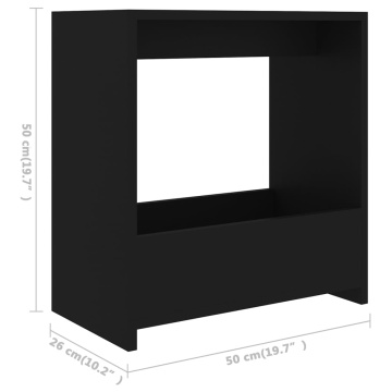 Masă laterală, negru, 50x26x50 cm, PAL - Img 5