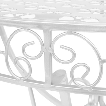 Masă laterală tip vintage argintiu 72x36x74 cm metal semirotund - Img 4