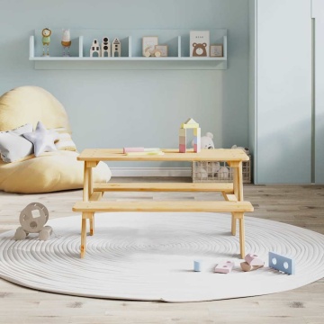 Masă pentru copii cu bănci „IRUN” 90x79,5x50 cm lemn masiv - Img 3