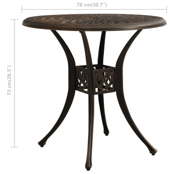 Masă pentru grădină, bronz, 78x78x72 cm, aluminiu turnat - Img 5