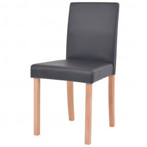 Masă și scaune 7 piese, piele artificială, stejar, negru - Img 5