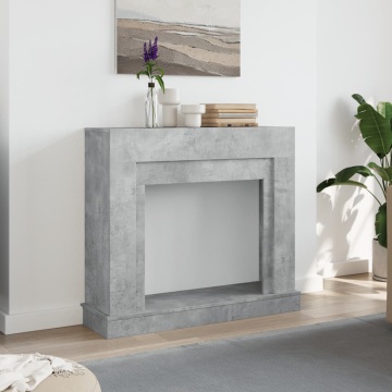 Mască de șemineu, gri beton, 100x30x87,5 cm, lemn prelucrat - Img 3