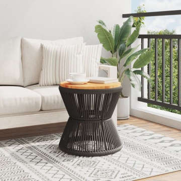 Măsuță cafea bază din sârmă negru Ø 45x44 cm, lemn masiv acacia - Img 3