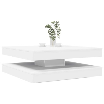 Măsuță cafea rotativă 360 grade, alb 90x90x34,5 cm - Img 1