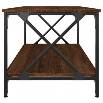 Măsuță cafea stejar maro 100x50x45 cm lemn prelucrat și fier - Img 8