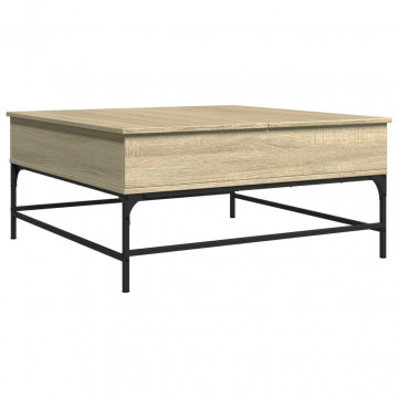 Măsuță cafea stejar sonoma 95x95x45 cm lemn prelucrat și metal - Img 6