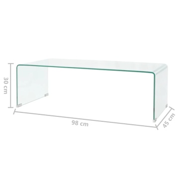 Măsuță cafea sticlă securizată 98 x 45 x 30 cm, transparentă - Img 5