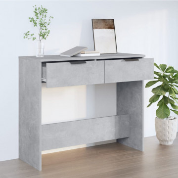 Măsuță consolă, gri beton, 90x36x75 cm, lemn prelucrat - Img 1