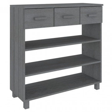Măsuţă consolă, gri închis, 90x35x90 cm, lemn masiv de pin - Img 2