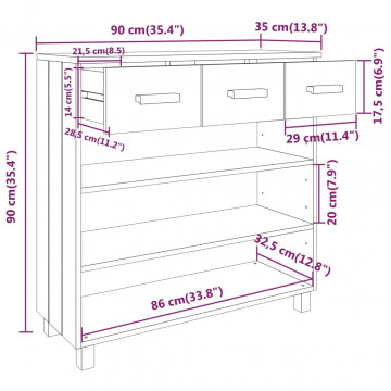 Măsuţă consolă, gri închis, 90x35x90 cm, lemn masiv de pin - Img 7