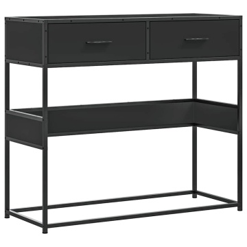 Măsuță consolă, negru, 90x35x80 cm, lemn prelucrat - Img 2
