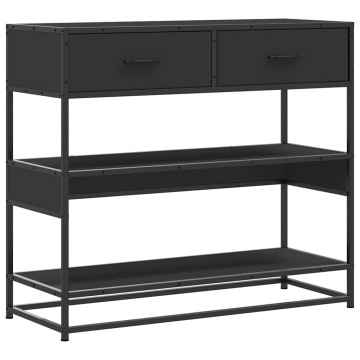 Măsuță consolă, negru, 90x35x80 cm, lemn prelucrat - Img 2