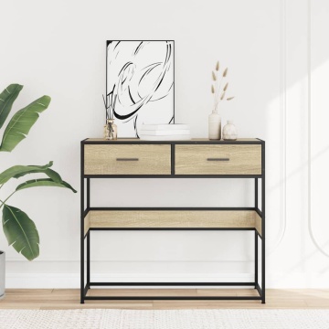 Măsuță consolă, stejar sonoma, 90x35x80 cm, lemn prelucrat - Img 3