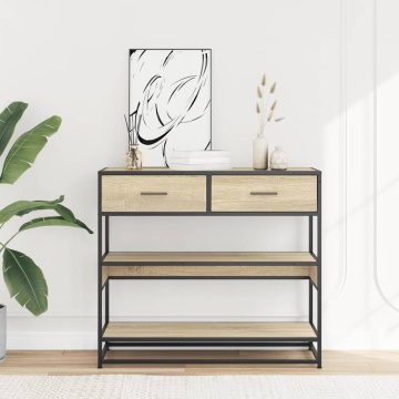 Măsuță consolă, stejar sonoma, 90x35x80 cm, lemn prelucrat - Img 3