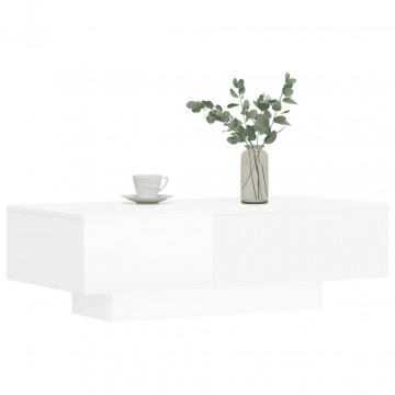 Măsuță de cafea, alb extralucios, 100x49,5x31cm, lemn prelucrat - Img 3