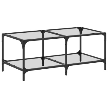 Măsuță de cafea cu blat sticlă transparentă 98,5x50x40 cm oțel - Img 2