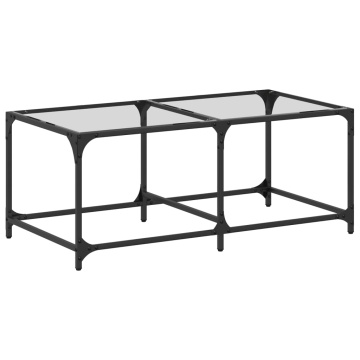 Măsuță de cafea cu blat sticlă transparentă 98,5x50x40 cm oțel - Img 2