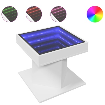 Măsuță de cafea cu LED, alb, 50x50x45 cm, lemn prelucrat - Img 2