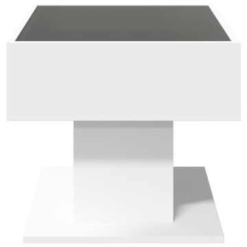 Măsuță de cafea cu LED, alb, 70x50x45 cm, lemn prelucrat - Img 6