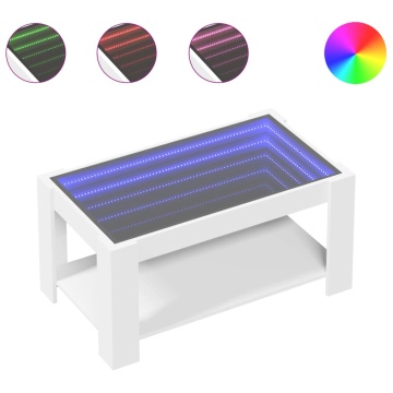 Măsuță de cafea cu LED, alb, 93x53x45 cm, lemn prelucrat - Img 2
