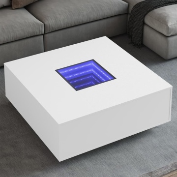 Măsuță de cafea cu LED infinity, alb, 100x100x40 cm - Img 1